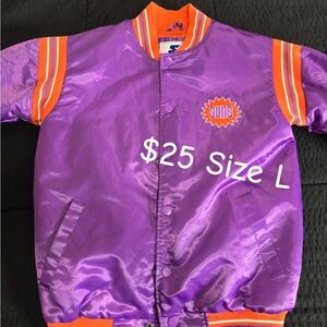 Purple and Orange Puffer Jacket with Bold Accents